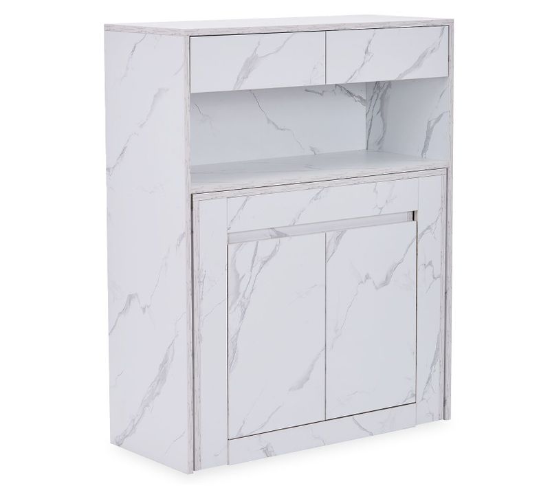 Console Extensible Avec Rangement Fontano Effet Marbre Blanc