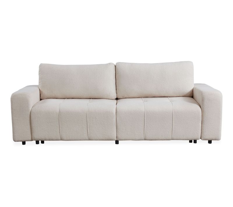 Canapé Convertible 3 Places Cloudy Tissu Bouclette Crème