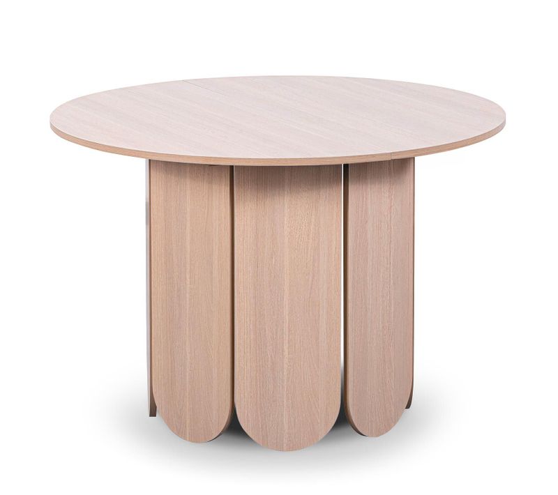 Table Ronde Style Japandi Extensible 310cm Tulipa Rallonges Intégrées Bois Clair