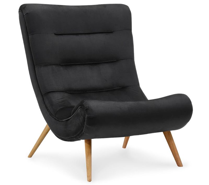 Fauteuil Scandinave Romilly Velours Noir