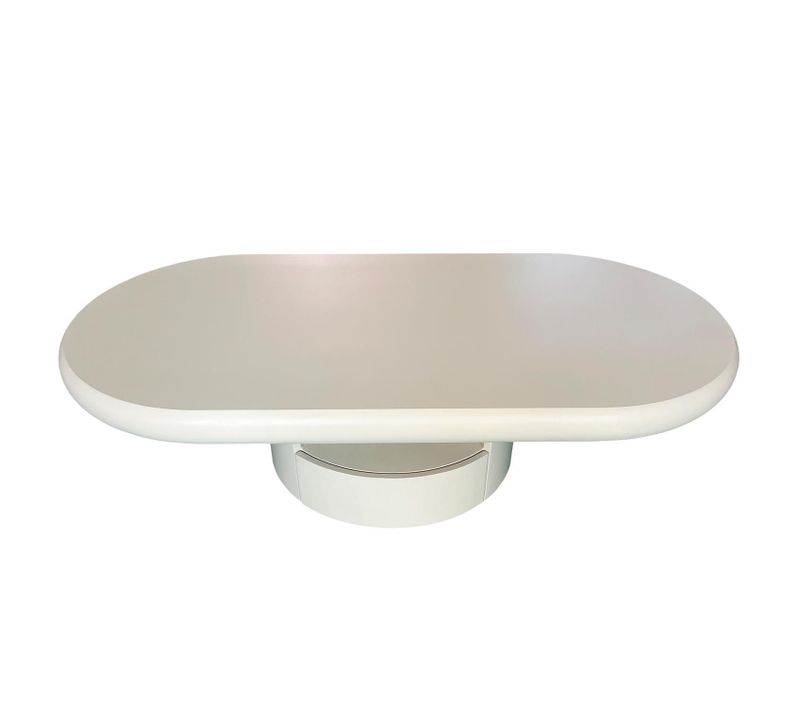 Table Basse Ovale Avec Tiroirs 60x120cm Barket Crème