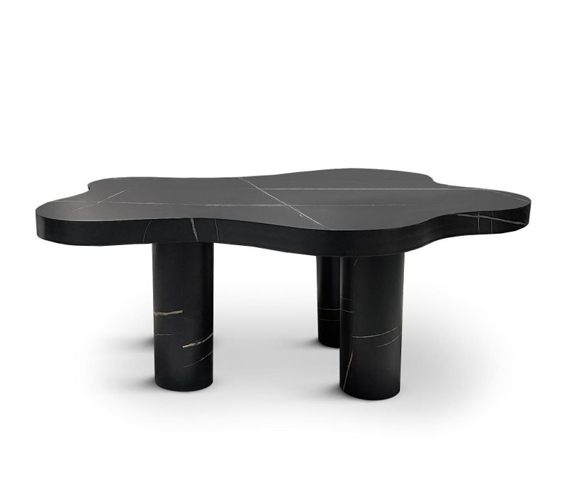 Table Basse Forme Nuage 69x100cm Lagoon Effet Marbre Noir