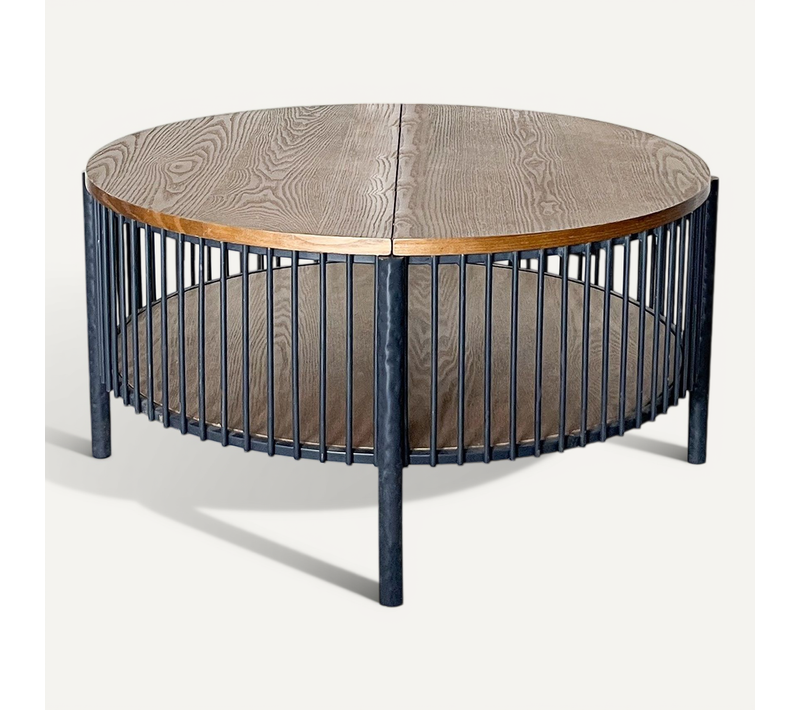 Table Basse Ronde Avec Rangement L84cm Curcuma Bois Et Métal Mareté Noir