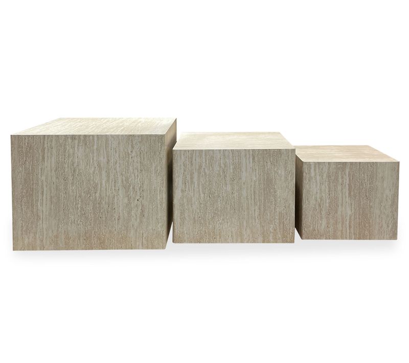 Lot De 3 Tables Basses Balkor Effet Travertin Beige