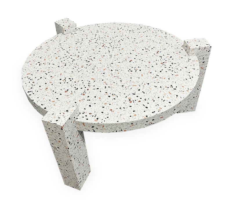 Table Basse Ronde Moderne Titouan D84cm Effet Terrazzo
