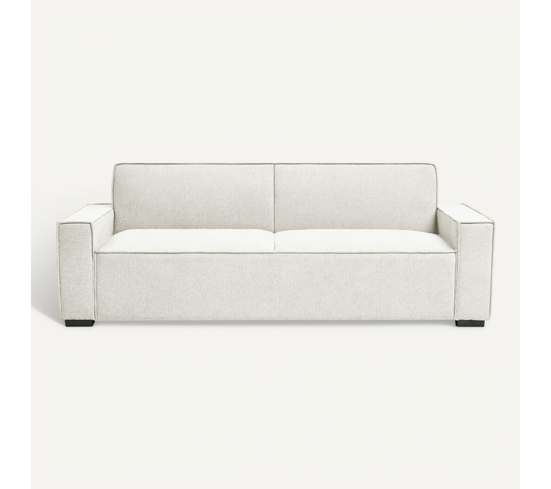 Canapé Convertible 3 Places Pikado Tissu Effet Lin Crème
