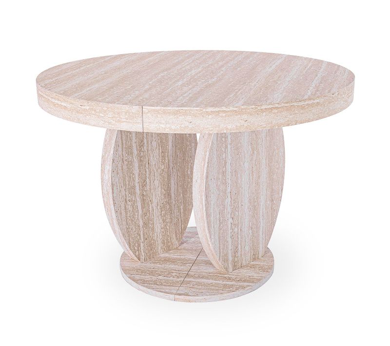 Table Ovale Extensible L110-260cm Icarios Avec Pieds Design Effet Travertin Beige