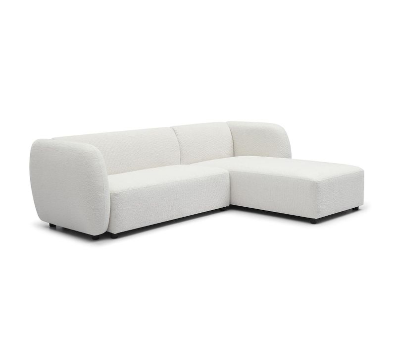 Canapé D'angle Réversible Moderne Larry Tissu Bouclette Crème