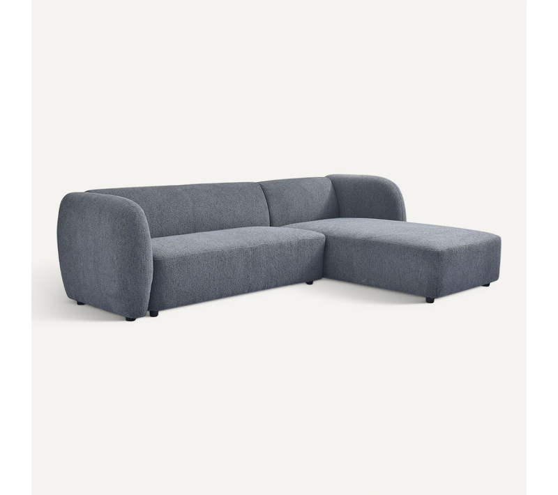 Canapé D'angle Réversible Moderne Larry Tissu Bouclette Gris