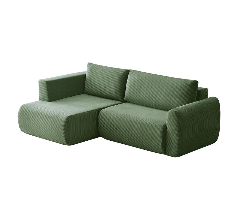Canapé Compressé Canapé D'angle à Gauche 4 Places Montaigne Velours Côtelé Vert