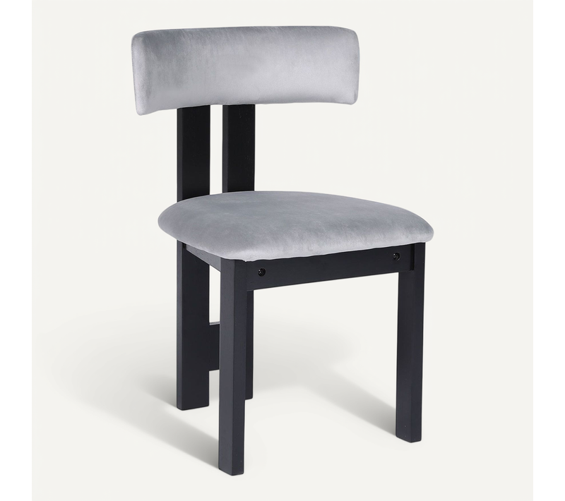 Chaise De Salle à Manger Design Ceriz Bois Noir Et Velours Gris