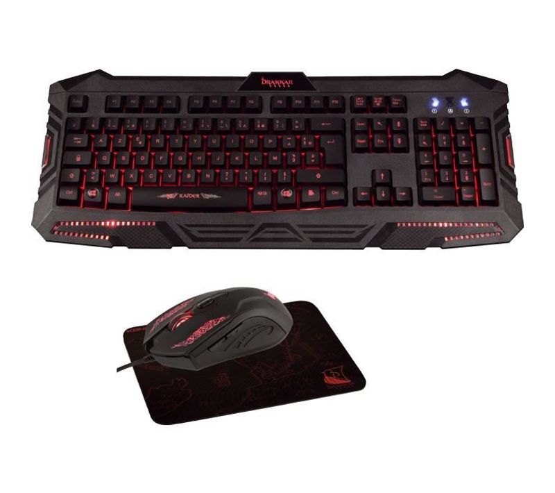Pack 3 En 1 Drakkar Pk-30 : Clavier + Souris + Tapis De Souris