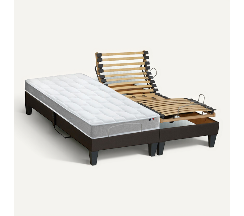 Lit Electrique Matelas Mousse Accueil Memoire De Forme + Sommier 2x80x200