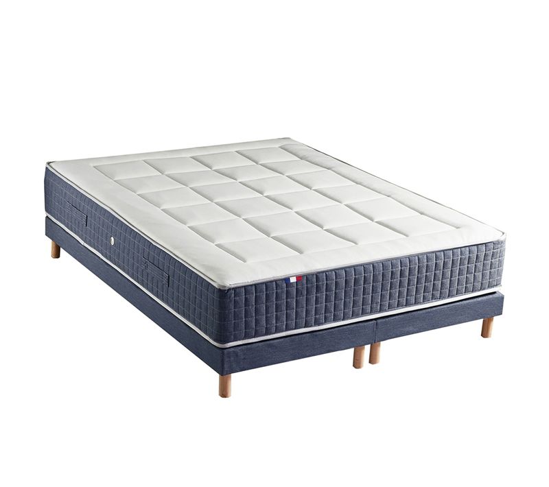 Ensemble Matelas Ressort 7 Zones + Memoire De Forme + Sommier King Style 2x90x200
