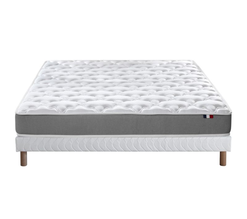 Ensemble Matelas Mousse Reversible Stratus + Sommier 140x190 Sommier Blanc