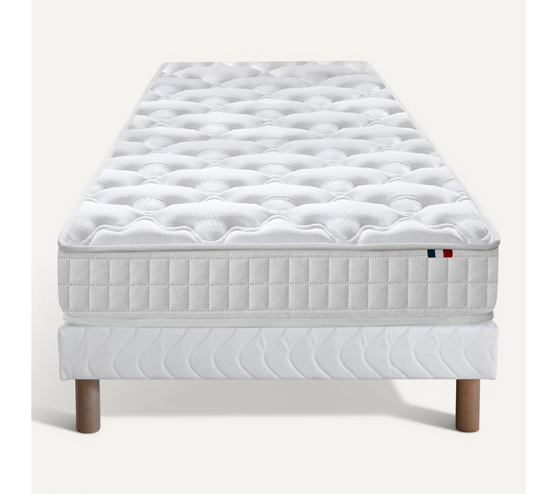 Ensemble Matelas Ressorts 5 Zones Etoile + Sommier 90x190 Sommier Blanc