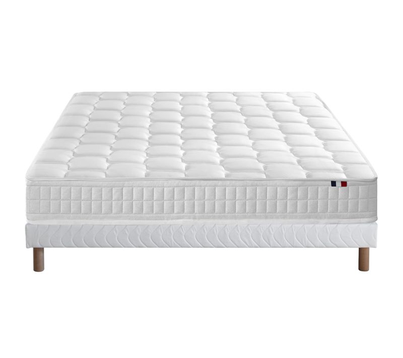 Ensemble Matelas Ressorts + Memoire De Forme Odyssee + Sommier 140x190 Sommier Blanc