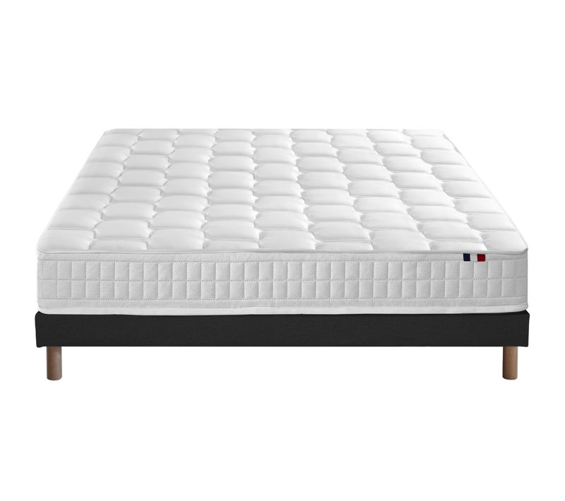 Ensemble Matelas Ressorts + Memoire De Forme Odyssee + Sommier 140x190 Sommier Noir