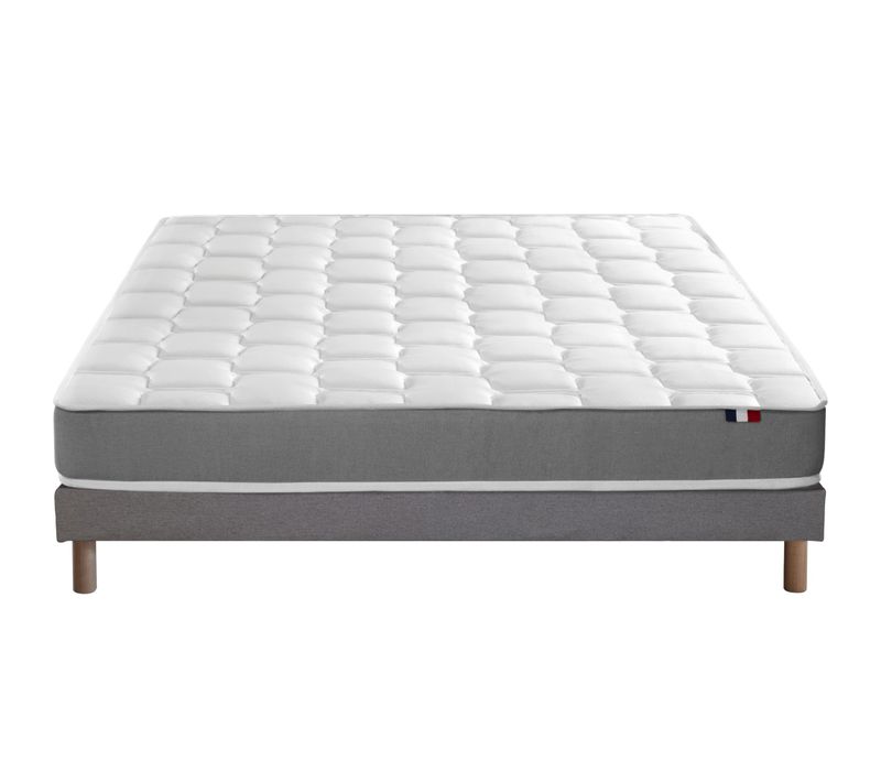Ensemble Matelas Mousse Hr Accueil Memoire De Forme Zenith + Sommier 140x190 Gris Chine