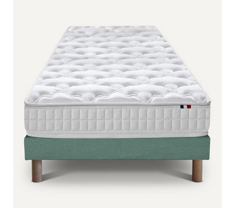 Ensemble Matelas Ressorts 5 Zones Etoile + Sommier 90x190 Sommier Vert Celadon