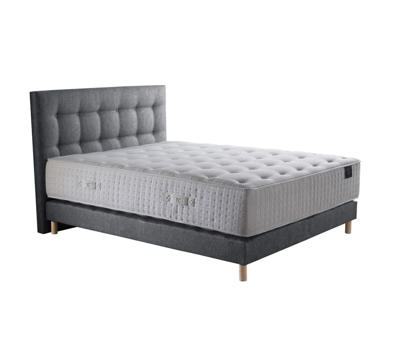 Ensemble Helios Tête De Lit Matelas Ressorts Ensaches Memoire De Forme Latex Gris Souris 140190cm