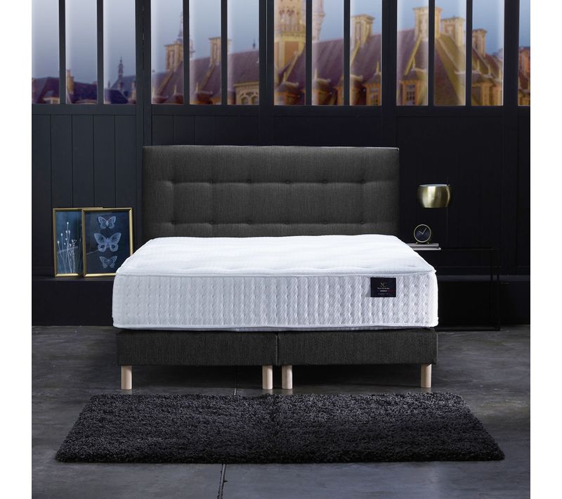 Ensemble Nova Matelas Ressorts Ensaches Memoire De Forme Anthracite 180x200cm