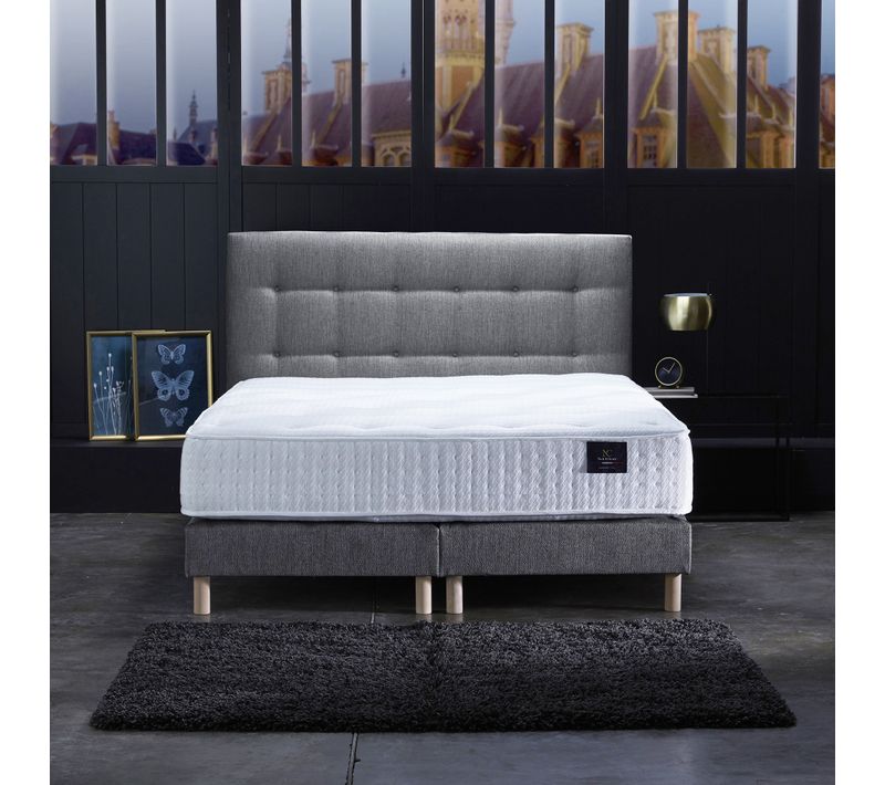 Ensemble Pulsar Matelas Ressorts Ensaches Memoire De Forme Gris Souris 160x200cm