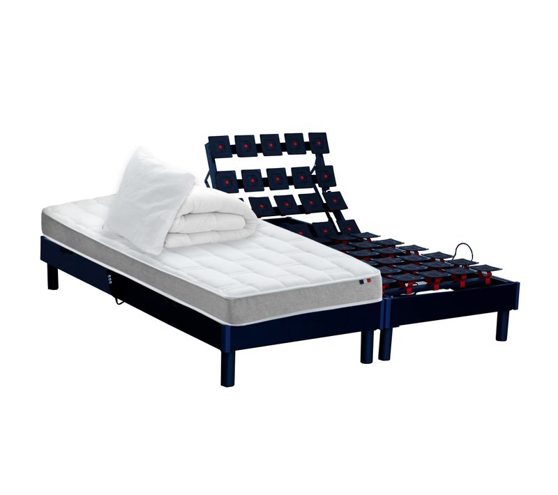 Lit Electrique Memoire De Forme + Couette + Oreillers + Sommier 2x90x200cm