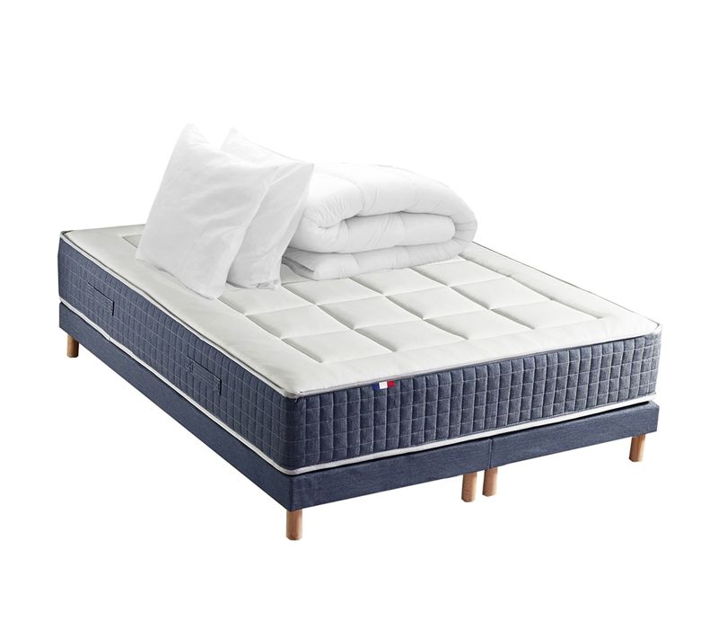 Pack Matelas Ressort  King Style 180x200 Accueil Mémoire De Forme Sommier + Couette + Oreillers