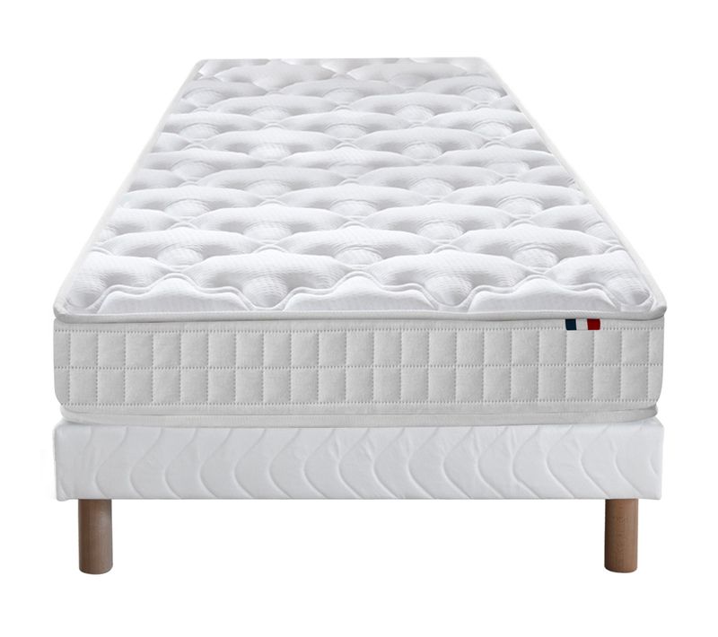 Pack Ensemble Matelas Ressorts Astre, Sommier, Couette Et Oreillers - 90 X 190 Cm, Sommier - Blanc