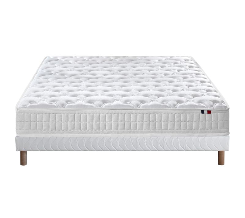 Pack Astre Matelas Ressorts + Sommier + Couette + Oreillers 140 X 190 Blanc