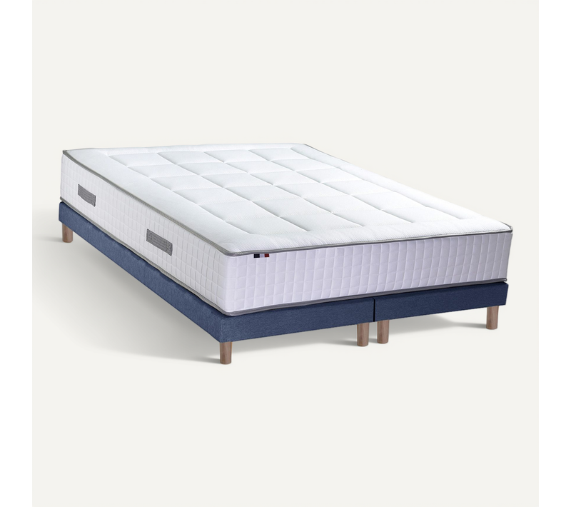 Matelas Hybride 7 Zones Mémoire De Forme Sommier 2x80x200 Bleu