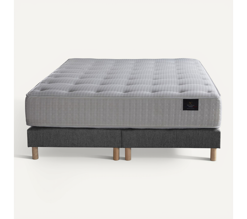 Ensemble Hécate 2 + Sommier Tapissier Gris Souris 180 X 200
