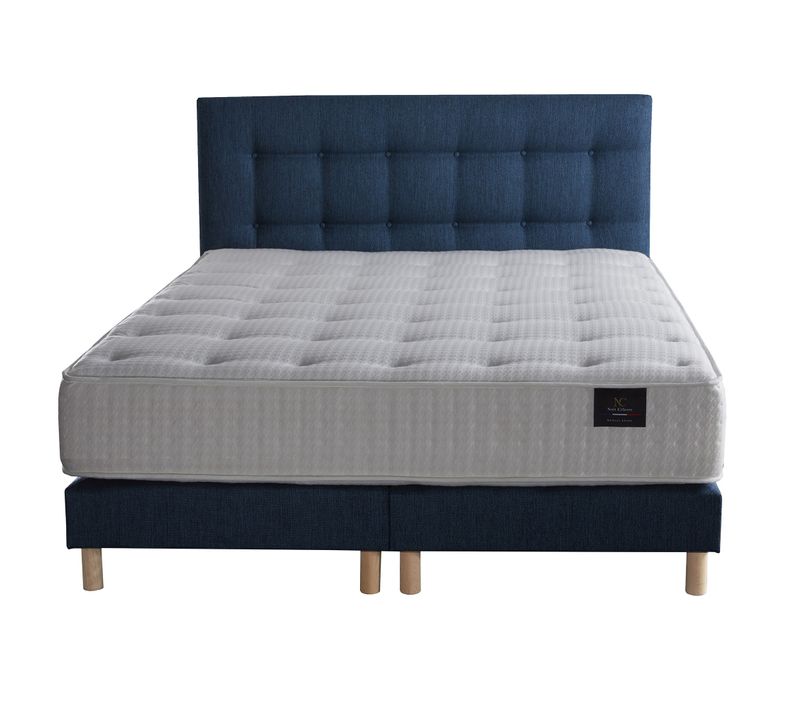 Ensemble Artémis + Tête De Lit Matelas Ressorts Accueil Mémoire De Forme & Latex Bleu Marine 160x200