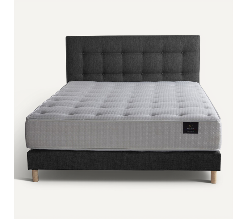 Ensemble Hécate + Tête De Lit Matelas Ressorts Ensachés Mémoire De Forme Anthracite 140x190