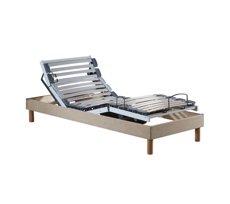 Lit Électrique De Relaxation Multi Lattes Lisse Beige 70 X 190