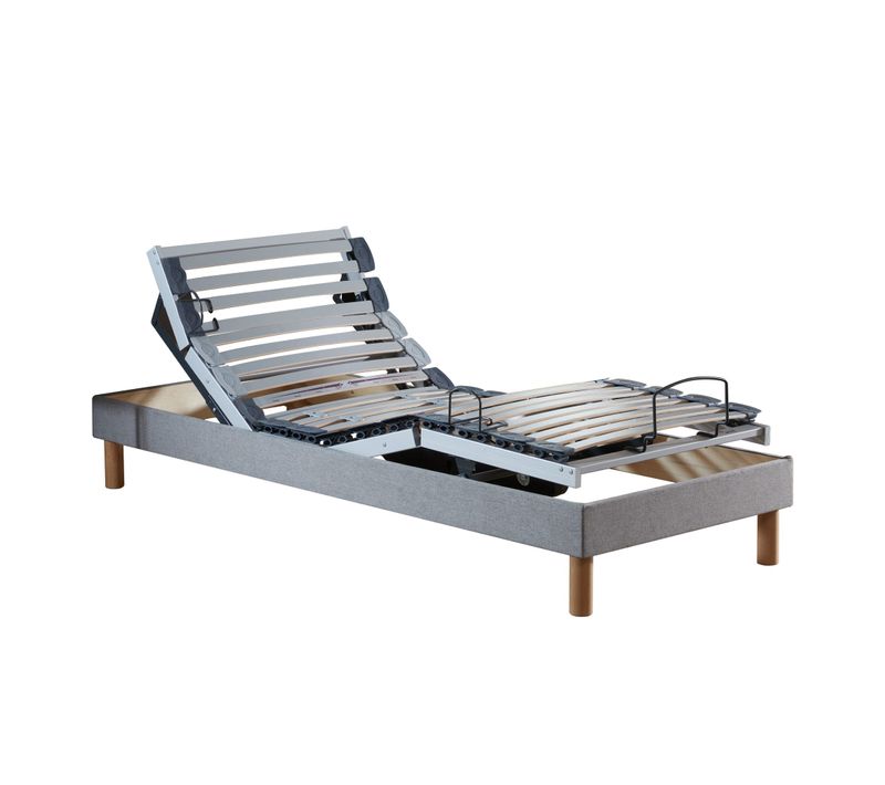 Lit Électrique De Relaxation Multi Lattes Lisse Gris 70 X 190