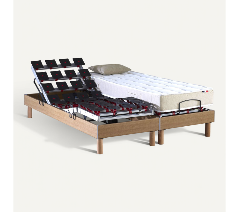 Lit Électrique Relaxation à Plots + Matelas 100% Latex 180x200 Cm