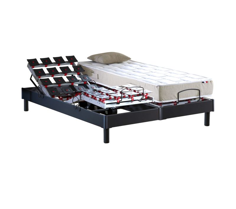 Lit Électrique Relaxation à Plots + Matelas 100% Latex 160x200 Cm