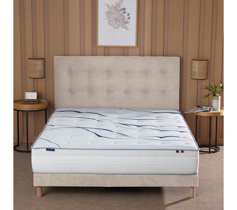 Matelas Mousse HD Sommier Chenille Bouclettes Crème Crème 140 X 190