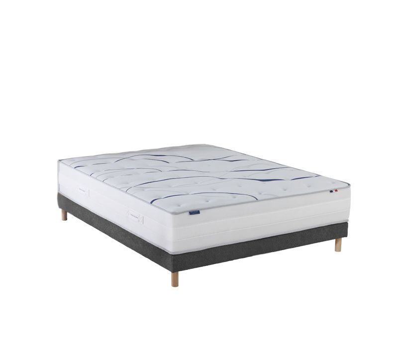 Ensemble Matelas Mousse Altea + Sommier Chenille Bouclettes Gris Anthracite 140x200