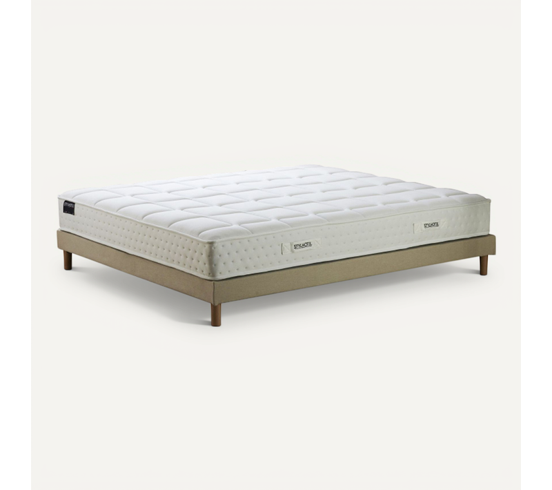 Matelas Hybride 7 Zones H 22 Mousse HD Sommier Beige 140x190