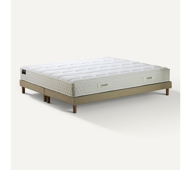 Matelas Hybride 7 Zones H 22 Mousse HD Sommier Beige 2x80 X 200