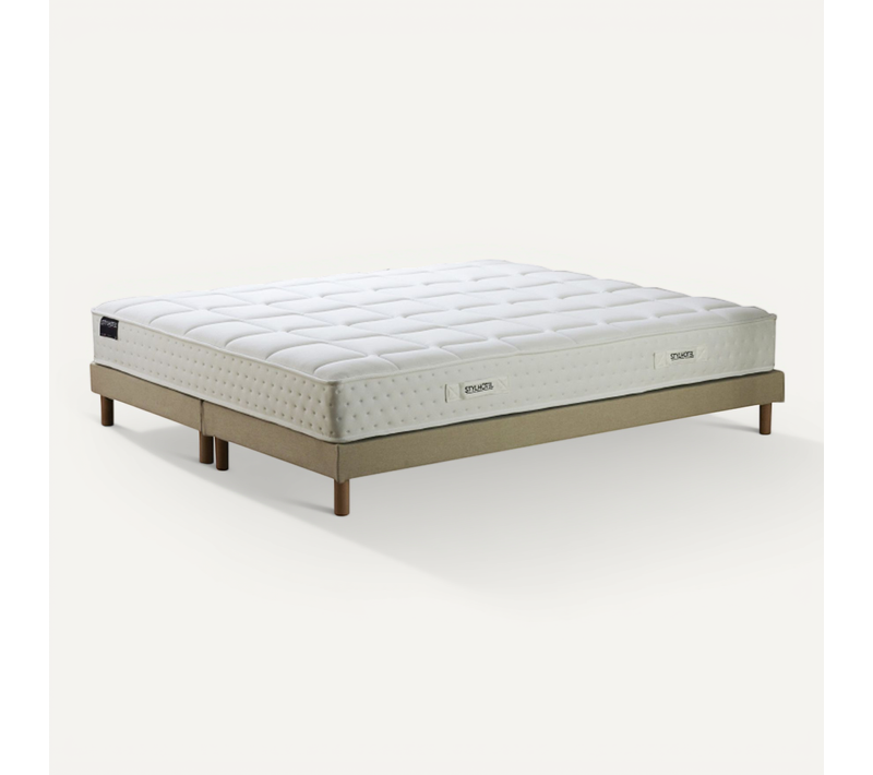 Matelas Hybride 7 Zones H 22 Mousse HD Sommier Beige 2x90 X 200