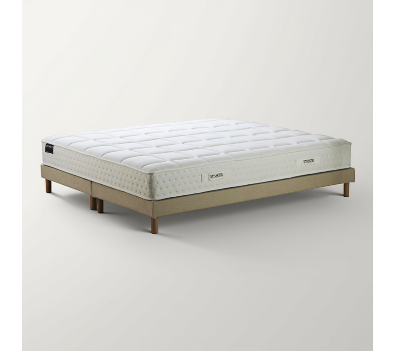 Matelas Hybride 7 Zones H 22 Mousse HD Sommier Beige 2x80 X 200