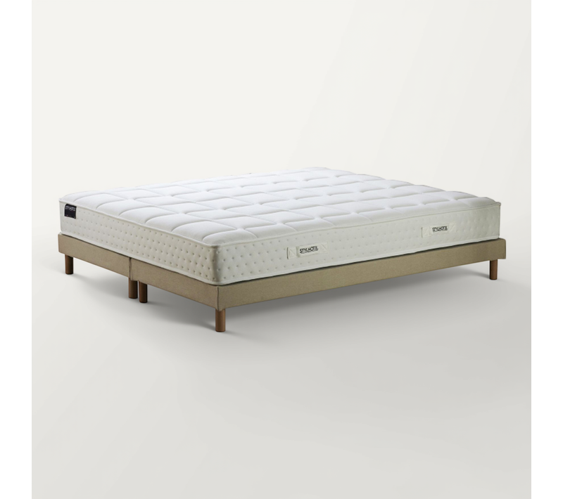 Matelas Hybride 7 Zones H 22 Mousse HD Sommier Beige 2x90 X 200
