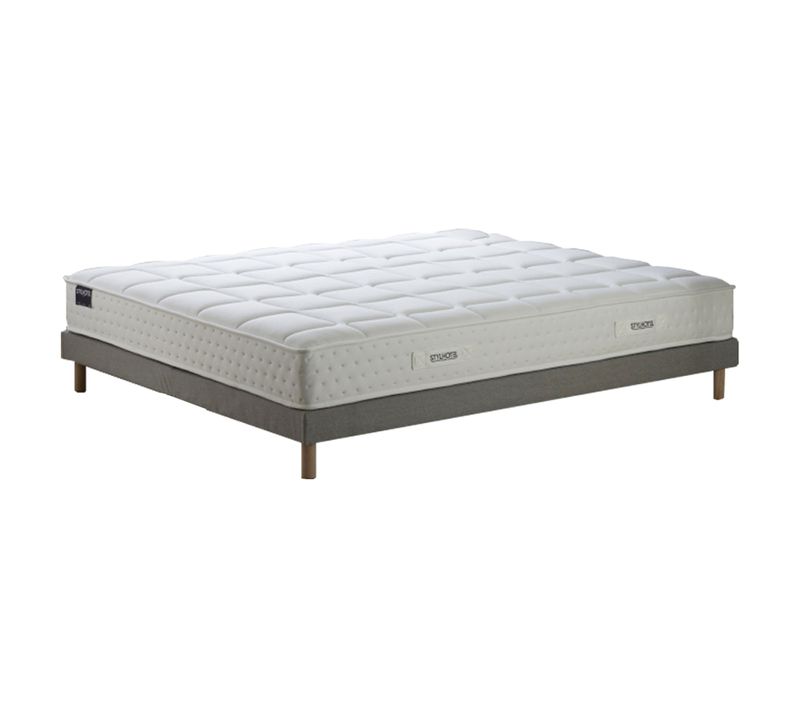 Ensemble Matelas Ressorts 7 Zones H 22 Cm Mousse HD Sommier Lattes Flexibles Gris 140x190
