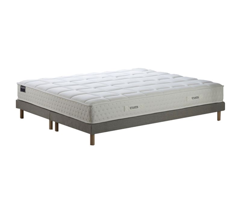 Ensemble Matelas Ressorts 7 Zones H 22 Cm Mousse HD Sommier Lattes Flexibles Gris 2x80 X 200 Cm