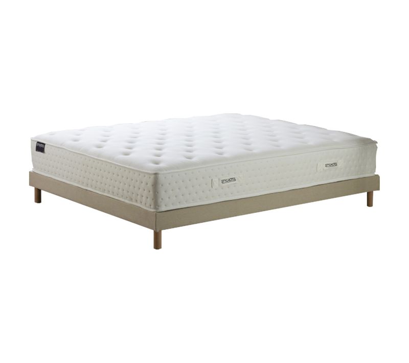 Ensemble Matelas Ressorts 7 Zones H 26 Cm Mousse Hypersoft + Sommier à Lattes En Kit Beige 140x190