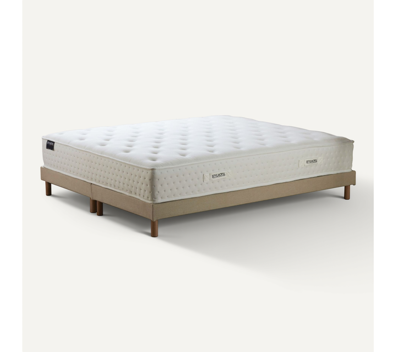 Matelas Hybride 7 Zones Mousse Hypersoft Sommier Beige 2x90 X 200